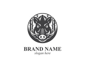 Wild Boar Logo Template – Vintage Mascot Style Design for Hunting, Outdoor, and Wildlife Branding