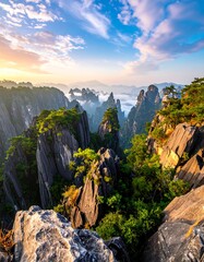 Breathtaking Mountain Vista - A Serene Landscape of Huangshan, China.
