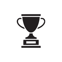 Isolated black trophy icon on white background representing achievement and success in competition