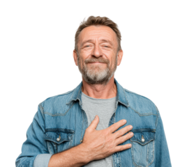 Heartfelt gesture of appreciation portrait neutral isolated on transparent background