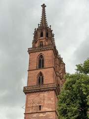 Gothic Cathedral Tower Sundial Cloudy Sky
