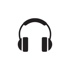 A simple minimalist illustration of black headphones on a white background in a central composition