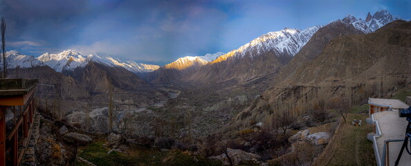 spring panoramic landscape of hunza valley 
