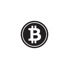 A simple black and white image featuring a bitcoin symbol centered on a plain white background space