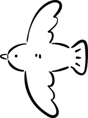 Simple, stylized bird illustration with wings spread wide, showcasing playful design. bird features rounded body and pointed beak, evoking sense of freedom and joy