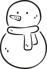 Cheerful snowman with scarf, featuring simple design and friendly expression, embodies spirit of winter and holiday joy