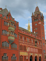 Obraz premium Basel City Red Town Hall Historical Architecture Tower