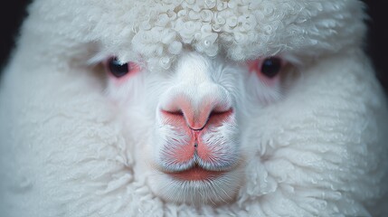 Alpaca Portrait: An engaging close-up of a fluffy white alpaca, its gentle features and curious eyes drawing the viewer in.