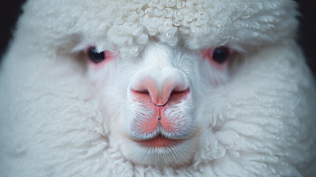 Alpaca Portrait: An engaging close-up of a fluffy white alpaca, its gentle features and curious eyes drawing the viewer in.