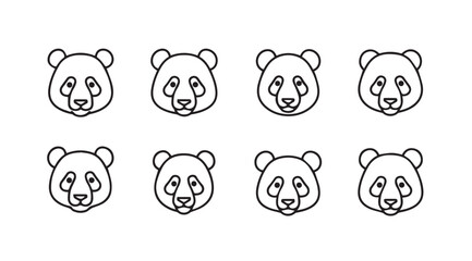 Adorable panda bear heads with outline drawn style for wildlife art and design vector © Tanvir