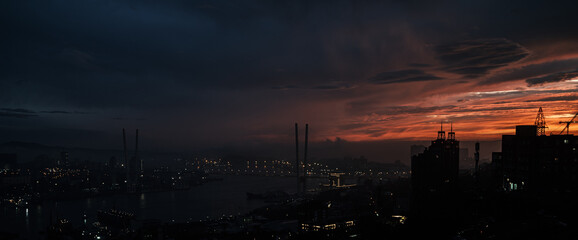 Cityscape at dusk: a serene urban twilight.