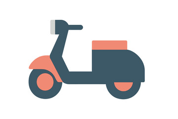 Minimalist retro scooter in flat design style for urban transportation
