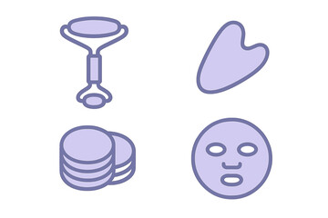 Essential beauty and skincare tools set including facial roller, gua sha stone, cotton pads, and sheet mask