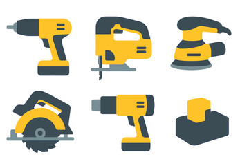 Fototapeta premium Set of essential cordless power tools for construction and home improvement projects