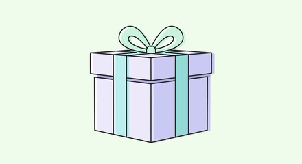 Pastel Gift Box with Ribbon and Bow Illustration.
