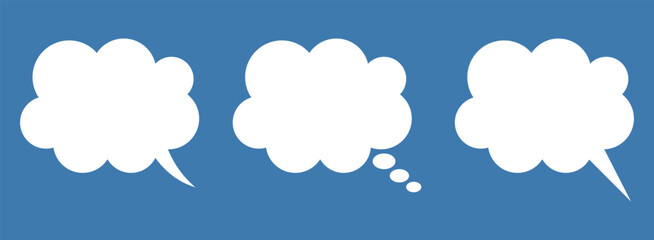Set of speech or think bubble, empty communication cloud. Communication design element.