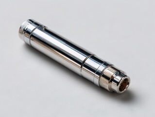 Sleek metallic tube with intricate details, showcasing modern design in a minimalistic style.