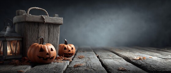 Whispering darkness: the essence of halloween on empty wooden planks. Minimal layout. The essence of halloween: planks and flickering shadows. Modern graphics. Graphic poster.