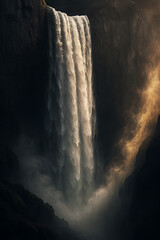 Beautiful waterfall landscape dark nature scenic travel destination adventure photography wallpaper background