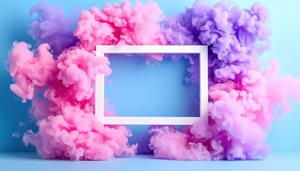 Pink And Purple Smoke Swirling Around Frame
