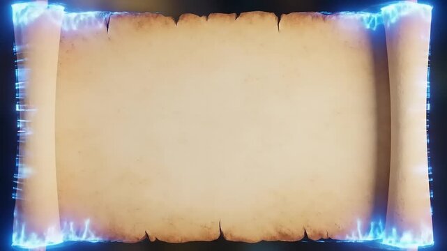 Ancient Scroll with Glowing Blue Energy Border.
