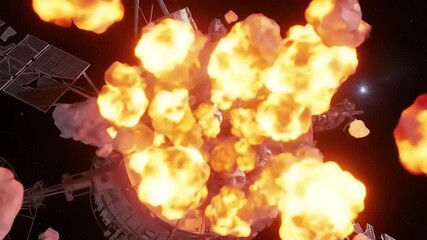 Catastrophic Satellite Explosion in the Void of Space. - Powered by Adobe