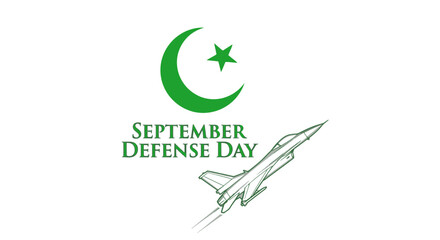 Celebrating September Defense Day with Pride and Patriotism Featuring Fighter Jet and Crescent Moon Symbolism for National Unity and Strength