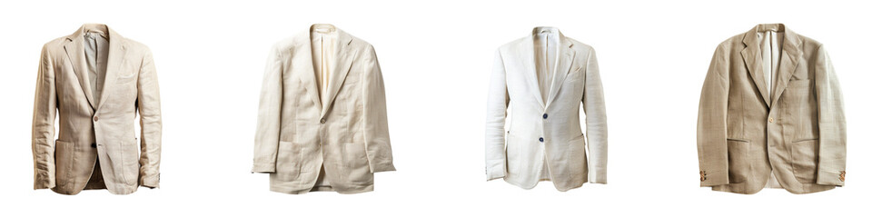 Elegantly designed singlebreasted linen blazers in varying shades of beige