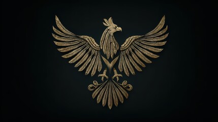 Fototapeta premium Elegant Golden Phoenix Emblem on Dark Background