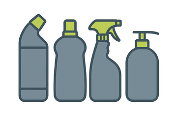 Collection of generic household cleaning and liquid dispenser bottles