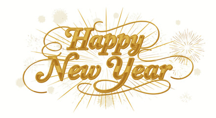 Celebrate the vibrant new year with golden lettering and sparkling fireworks, a festive invitation to joyful beginnings and bright futures