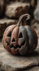 Fototapeta premium Spooky carved pumpkin for Halloween celebration