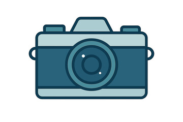 Classic retro analog photo camera device for travel and photography concepts