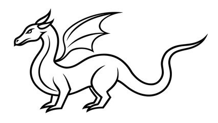 Minimalist single line art dragon outline