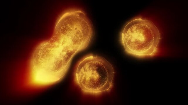 Cells of a living organism divide, clearly demonstrating the process of uncontrollable growth and reproduction of cells and bacteria.
