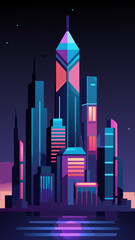 Obraz premium Abstract futuristic neon cityscape vector illustration vector