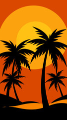 Silhouette palm trees tropical sunset vector illustration vector