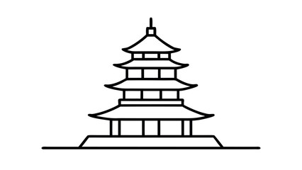 Minimalist line art japanese pagoda cultural icon