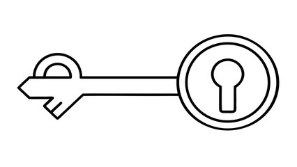 Minimalist line art of key and lock security symbol