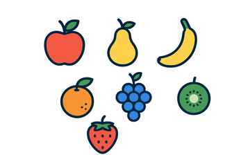 Vibrant collection of fresh apple banana pear orange grape kiwi and strawberry