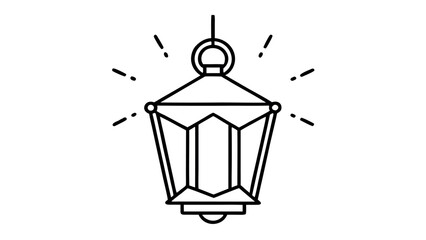 Minimalist line art lantern with subtle glow effect