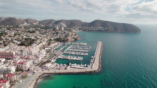 Scenic View Of Moraira Town In Alicante, Spain - Aerial Drone Shot