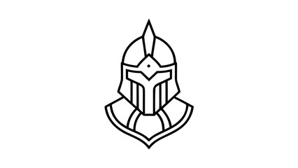 Minimalist medieval knight helmet line art design