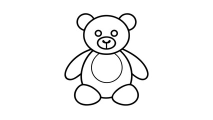 Minimalist line art teddy bear outline for children