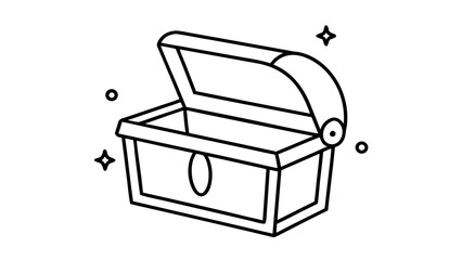 Minimalist line art open treasure chest icon