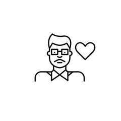 Indian man and heart. Customer support, remote user care. Inclusivity in forums or digital world. Pixel perfect, editable stroke vector icon