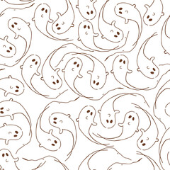 Spooky Cute Ghosts – Vector Halloween Repeat pattern with transparent background