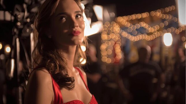 Elegant woman in a vibrant setting.