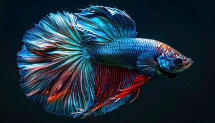 Vibrant betta fish in profile