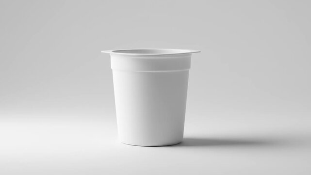 Plain white plastic cup on a minimalistic background